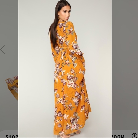 FASHION NOVA•NWOT mustard tropical maxi dress - Picture 4 of 11